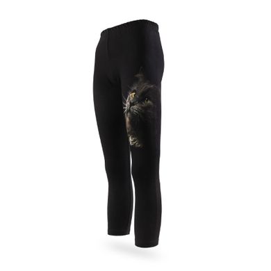 Legginsy dziewczęce, ocieplane, czarne, kot, Tup Tup