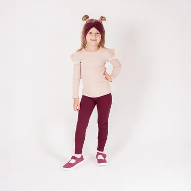 Legginsy dziewczęce, prążkowane, bordowe, Nicol