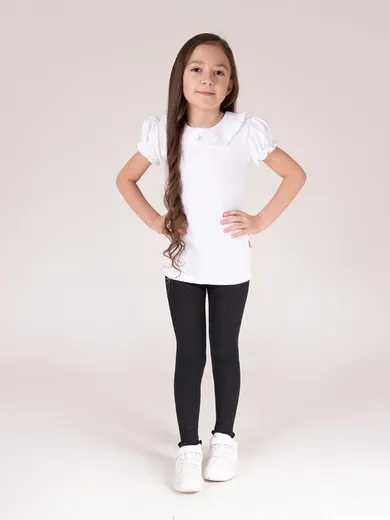 Legginsy dziewczęce, prążkowane, czarne, Nicol