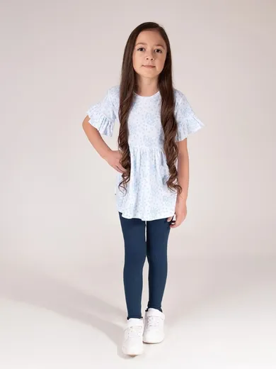 Legginsy dziewczęce, prążkowane, granatowe, Nicol