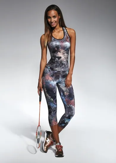 Legginsy sportowe damskie 3/4, mix, Bas Black