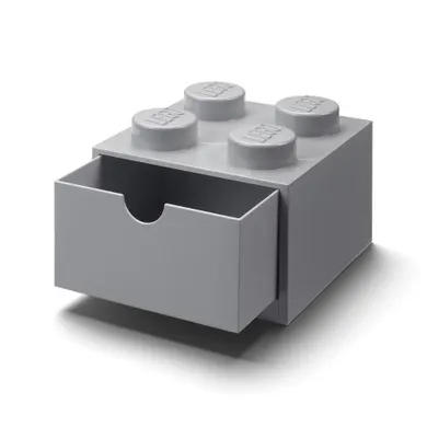 LEGO, Brick 4, pojemnik klocek z szufladą, jasny szary
