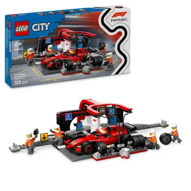 LEGO City, F1 Pit stop i mechanicy z bolidem Ferrari, 60443