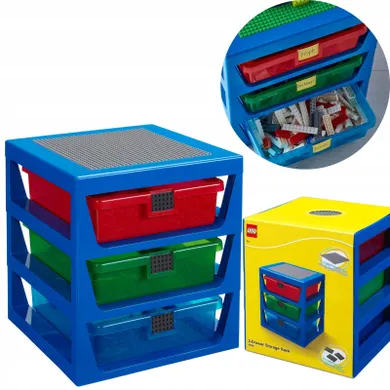LEGO, szafka na klocki z szufladami, niebieska
