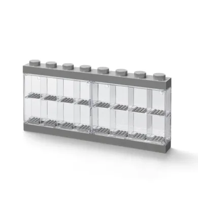 LEGO, witrynka na 16 minifigurek, szara