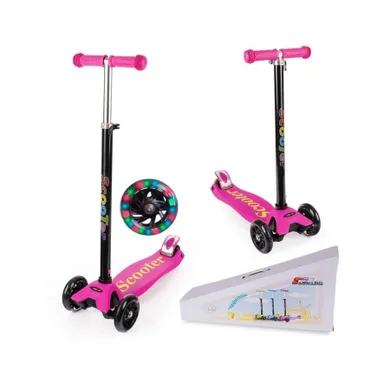 Lena, hulajnoga 3-kołowa, balansowa, LED, różowa