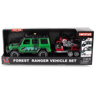 Lena, pojazd terenowy z motocyklem na przyczepie