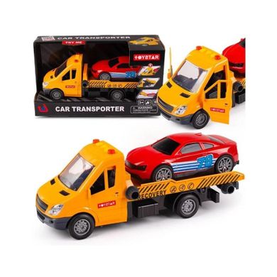 Lena, pomoc drogowa, laweta z pojazdem, światło dźwięk