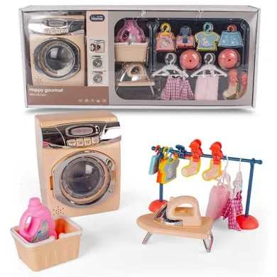 Lena, pralka z żelazkiem i deską do prasowania dla lalek