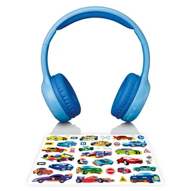 Lenco, słuchawki dziecięce bluetooth z naklejkami, niebieskie