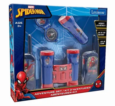 Lexibook, Spider-Man, zestaw przygodowy: walkie-talkie, 120m, lornetka, kompas