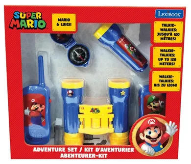 Lexibook, Super Mario, zestaw przygodowy: walkie-talkie, 120m, lornetka, kompas