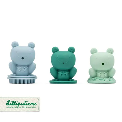 Lilliputiens, zestaw 3 zabawek do kąpieli, sensoryczne żabki, 9m+