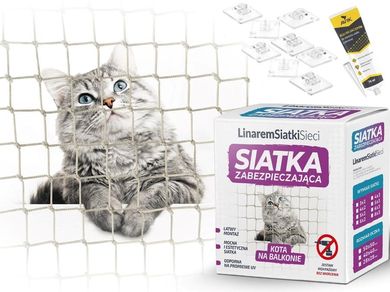 Linarem, zestaw siatka na balkon dla kota, przeciw ptakom, bez wiercenia, 3-2m