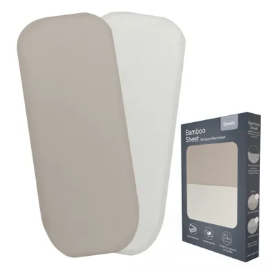 Lionelo, bambusowe prześcieradło z gumką, biały/beżowy, 28-70 cm, 2 szt.