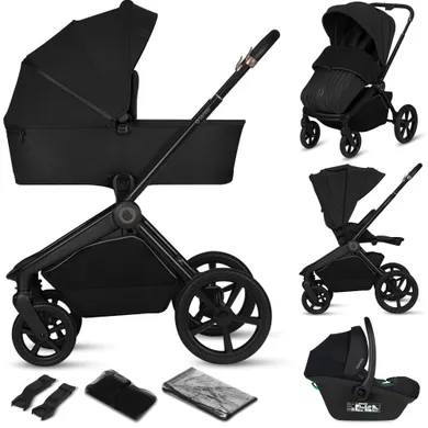 Lionelo, Freya, wózek wielofunkcyjny, składana gondola, 3w1, black onyx