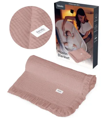 Lionelo, kocyk muślinowy, Dusty Pink, 70-100 cm