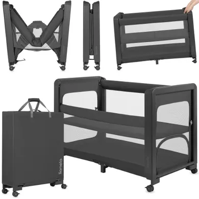 Lionelo, Patty, łóżeczko turystyczne z dostawką, Grey Graphite