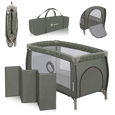 Lionelo, Sven Plus, łóżeczko turystyczne z akcesoriami, Beige Olive