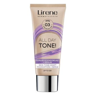 Lirene, All Day Tone!, podkład dopasowujący + serum, 03 Nude, 30 ml