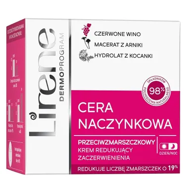 Lirene, Cera Naczynkowa, przeciwzmarszczkowy krem redukujący zaczerwienienia na dzień i na noc, 50 ml