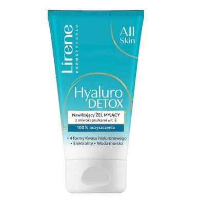 Lirene, Hyaluro Detox, nawilżający żel myjący z mikrokapsułkami witaminy E, 150 ml