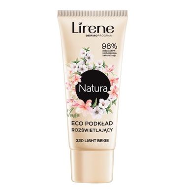Lirene, Natura Eco, podkład rozświetlający, 320 Light Beige, 30 ml