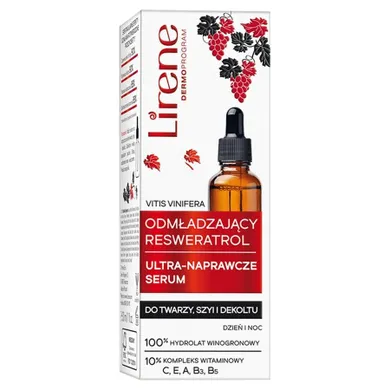 Lirene, Odmładzający Resweratrol, ultra-naprawcze serum na dzień i noc, 30 ml