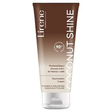 Lirene, Perfect Tan, rozświetlający złocisty krem do twarzy i ciała, Coconut Shine, 150 ml