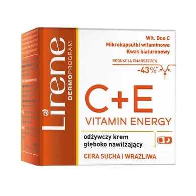 Lirene, Vitamin Energy C+E, odżywczy krem głęboko nawilżający, 50 ml