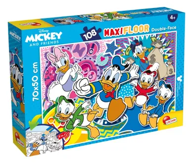 Lisciani, Disney, Kaczor Donald, dwustronne puzzle podłogowe, 108 elementów