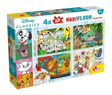 Lisciani, Disney, Maxi, puzzle drewniane, dwustrone, 4w1, 48 elementów