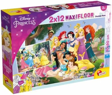 Lisciani, Księżniczki Disneya, puzzle dwustronne supermaxi, 2-12 elementów, 50-35 cm