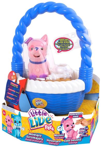 Little Live Pets, Mówiąco szczekający piesek w koszyku, różowy, zabawka interaktywna