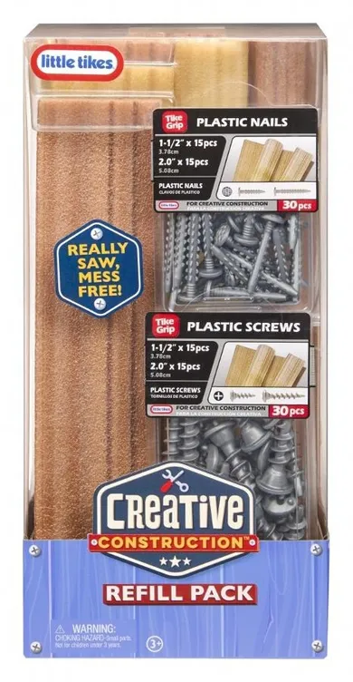 Little Tikes, Creative Construction, Wood Nails and Screw Bundle, zestaw uzupełniający, deski i śrubki