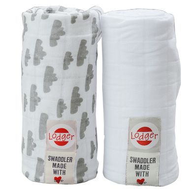 Lodger, pielucha-otulacz, grey/white, 120-120 cm, 2 szt.