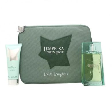 Lolita Lempicka, Lempicka Green Lover, zestaw: woda toaletowa, spray, 100 ml + balsam po goleniu, 75 ml + kosmetyczka