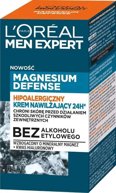 L'Oreal, Men Expert, hipoalergiczny krem nawilżający, Magnesium Defence, 50 ml