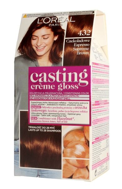 L'Oreal Paris, Casting Creme Gloss, farba do włosów, 432 czekoladowe espresso