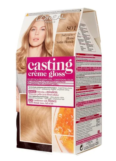 L'Oreal Paris, Casting Creme Gloss, farba do włosów, 801 satynowy blond