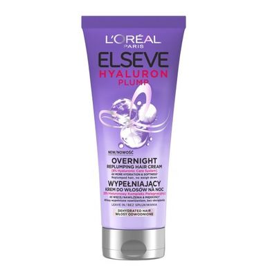 L'Oreal Paris, Elseve, Hyaluron Plump, wypełniający krem na noc do włosów odwodnionych, 200 ml