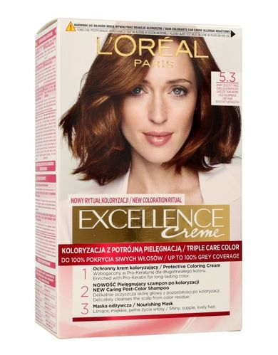 L'Oreal Paris, Excellence Creme, krem koloryzujący, 5.3 Jasny Złocisty Brąz