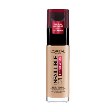 L'Oreal Paris, Infallible 32H Fresh Wear, długotrwały podkład do twarzy, 125 Natural Beige, 30 ml