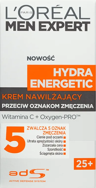 L'Oreal Paris, Men Expert Hydra Energetic 25+, krem nawilżający przeciw oznakom zmęczenia, 50 ml