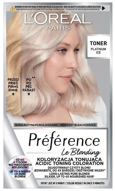L'Oreal Paris, Preference Le Blonding, toner koloryzujący do włosów blond, platinum ice