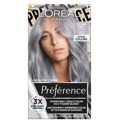 L'Oreal Paris, Preference, Vivid Colors, trwała farba do włosów, 10.112 Silver Grey