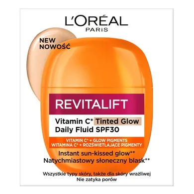 L'Oreal Paris, Revitalift Vitamin C Tinted Glow, lekki koloryzujący fluid SPF30, 40 ml