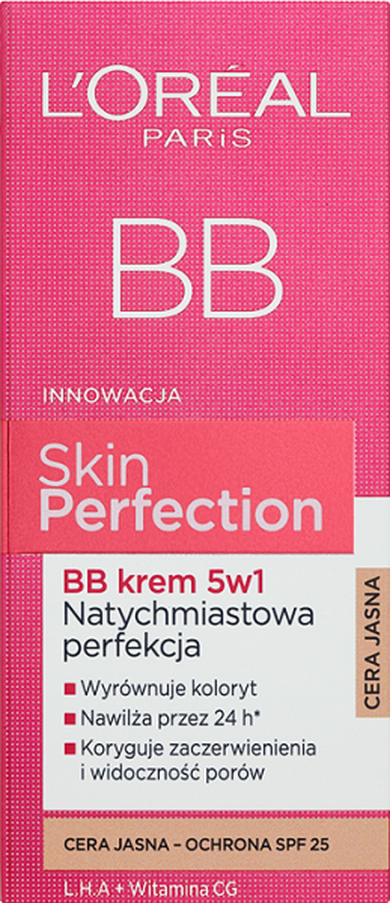 L'Oreal Paris, Skin Perfection BB krem 5w1, natychmiastowa perfekcja, cera jasna, 50 ml