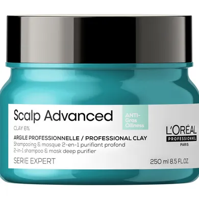 L'Oreal Professionnel, Serie Expert Scalp Advanced 2in1 Deep Purifier Clay, maska oczyszczająca z glinką 2w1, 250 ml