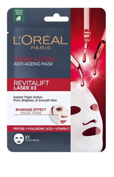 L'Oreal, Revitalift Laser X3, maska przeciwzmarszczkowa w płacie, 1 szt.
